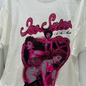 ICE SPICE NEW WHiTE SS TEE BOLD HOT PINK /BLACK DETAIL PRINT SIZE XL HALLOWEEN